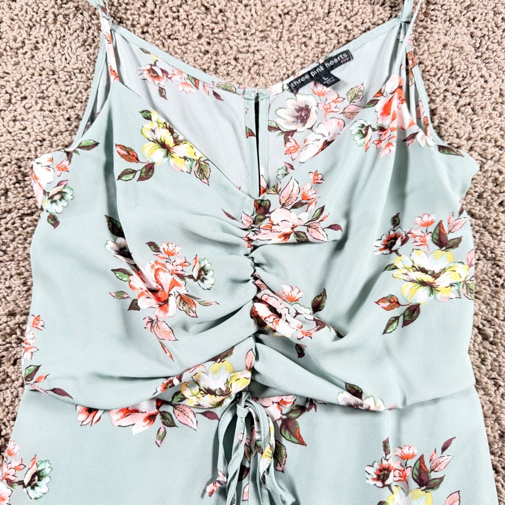 Sage Green Floral Handkerchief Midi Dress Large garden party fairy Cottagecore - Picture 6 of 10